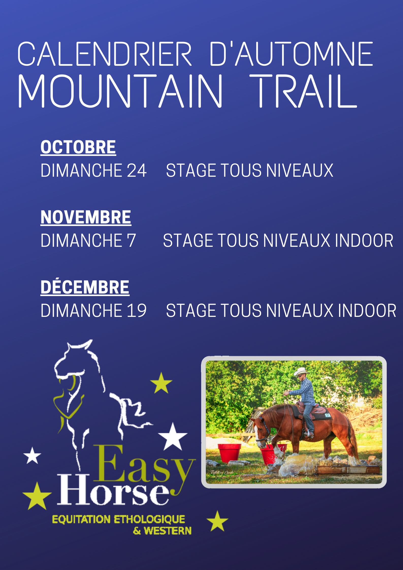stages équitation éthologique et équitation western,Mountain Trail, Easy horse